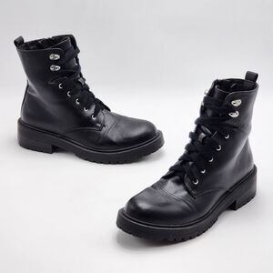 Madden Girl Alicee Black Mid-Calf Combat Boots Size 8.5